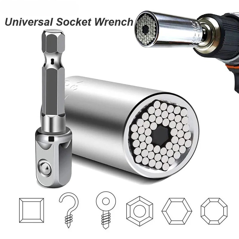Power Z Tools - Set Kunci Soket Universal 7-19mm, Adaptor