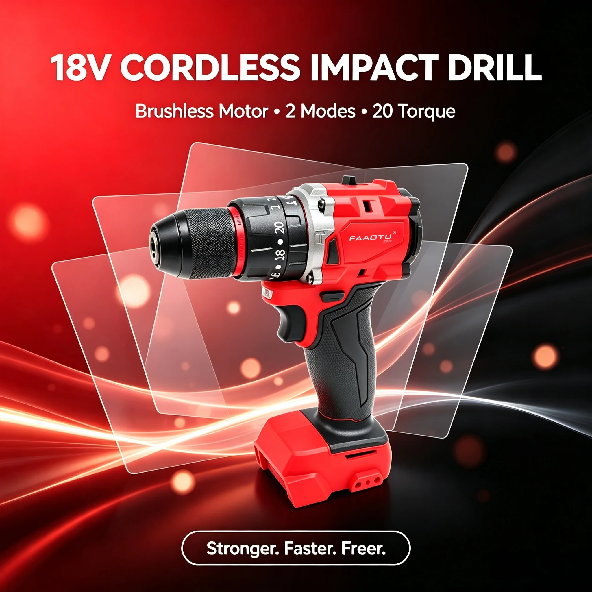 FAAOTU 18V Bor Impak Tanpa Kab - Power Tools Hammer ulasan dan harga